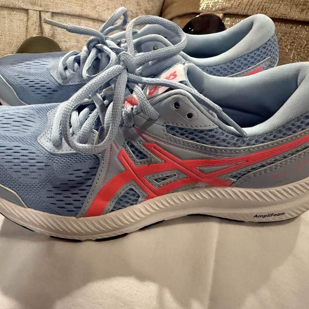 Asics Blue and Salmon Athletic Shoes with Breathable Mesh, barely worn once!